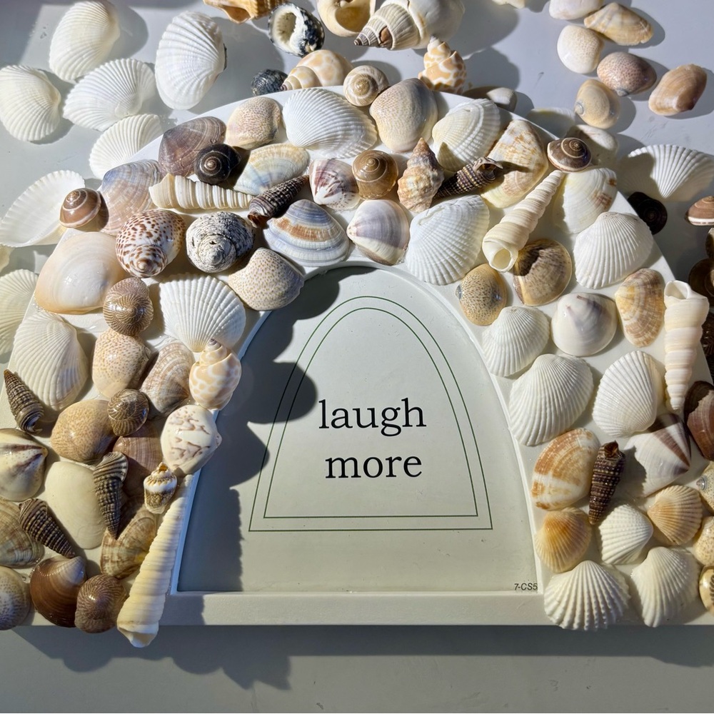 Seashell Decor Frame with 'Laugh More' Message